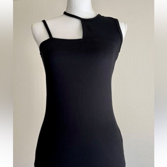 Marcellamoda New York  black jersey asymmetrical tank top - Picture 1 of 6
